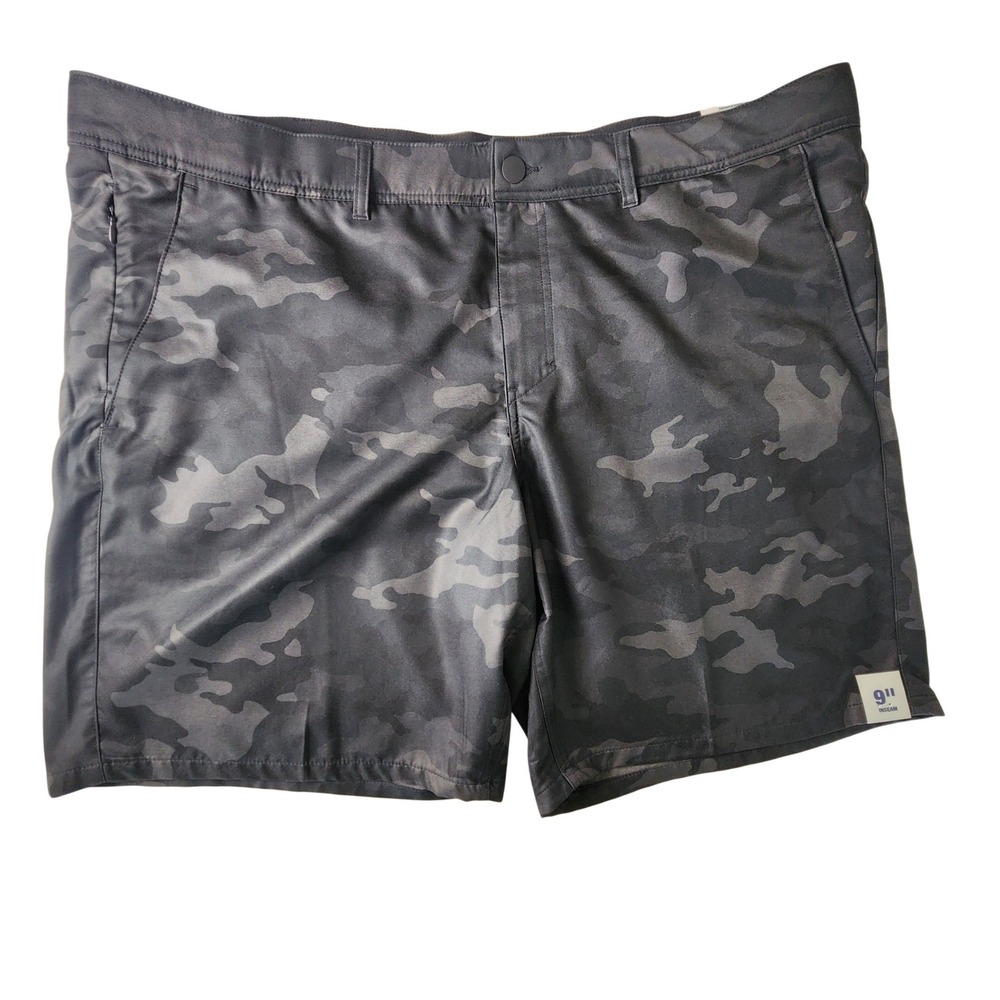 George Mens Commuter Shorts Black Camo Size 46 Moisture Wicking 9" Inseam NWT